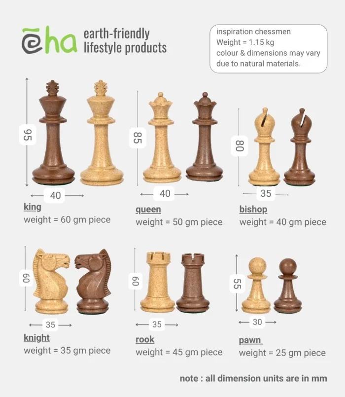 Inspiration chess set with inlay wooden board