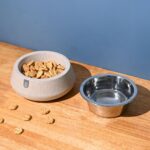EcoSteel 2-in-1 Feeding Pet Bowl | 450 ml | Eco friendly Pet bowls For Dogs, Cats & Pets | Made of Rice Husk & Bamboo Biocomposites