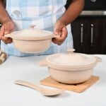 Serving Bowl with lid 1250 ml set of 2 | Earth friendly Unbreakable bowls Made with Bamboo Fibers & Rice Husk Fiber | Microwave and fridge Safe bowl| for Hot & Cold servings