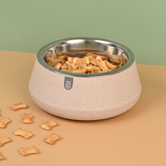 EcoSteel 2-in-1 Feeding Pet Bowls | 750 ml | Eco friendly For Dogs, Cats & Pets | Made of Rice Husk & Bamboo Biocomposites