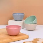 Eha Earth-Friendly Set of 4 Small Curry Bowls for Kitchen | 175 ml | Made with Bamboo Fibers & Rice Husk| Microwave Safe Bowl Set | for Hot & Cold Serving Bowls