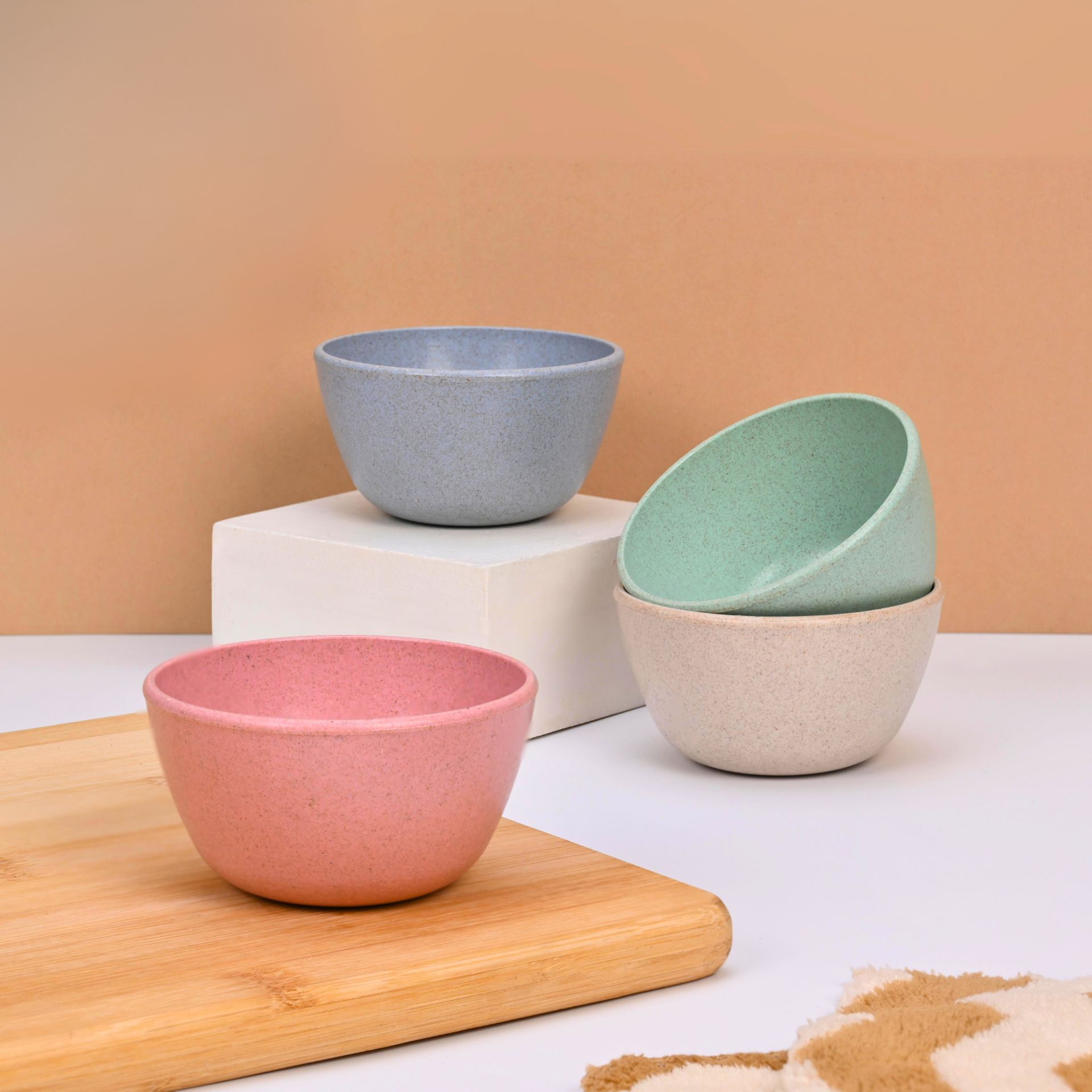 63 Eha Earth-Friendly Set of 4 Small Curry Bowls for Kitchen | 175 ml | Made with Bamboo Fibers & Rice Husk| Microwave Safe Bowl Set | for Hot & Cold Serving Bowls - Image 1
