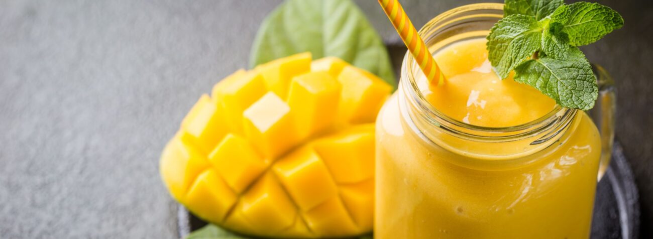 Mango dishes, mango milkshake, fresh mango