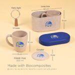 Earth Friendly Gifts | Elephant Printed Mug and Coasters Set of 2 | Fairy Lights, Keychain, Loopac Box  | 300 ml | For Family and Friends | Mugs for Gifts | Made with Rice Husk - Image 2
