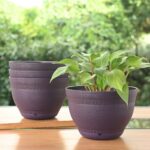 Earth-Friendly 8 inch Ripple Pots & Planters | Set of 4 | Bamboo Based Table Planter for Office | UV Protected | Plant Pots for Indoor & Home Decor,Balcony & Garden - Image 5