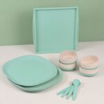 Earth Friendly 11 Inch Dinner Plate & Soup Bowl with Spoon (250 ml) & One Square Tray | Set of 4 | Made with Bamboo Fibers & Rice Husk | Microwave Safe Bowl | Unbreakable Plates - Image 3