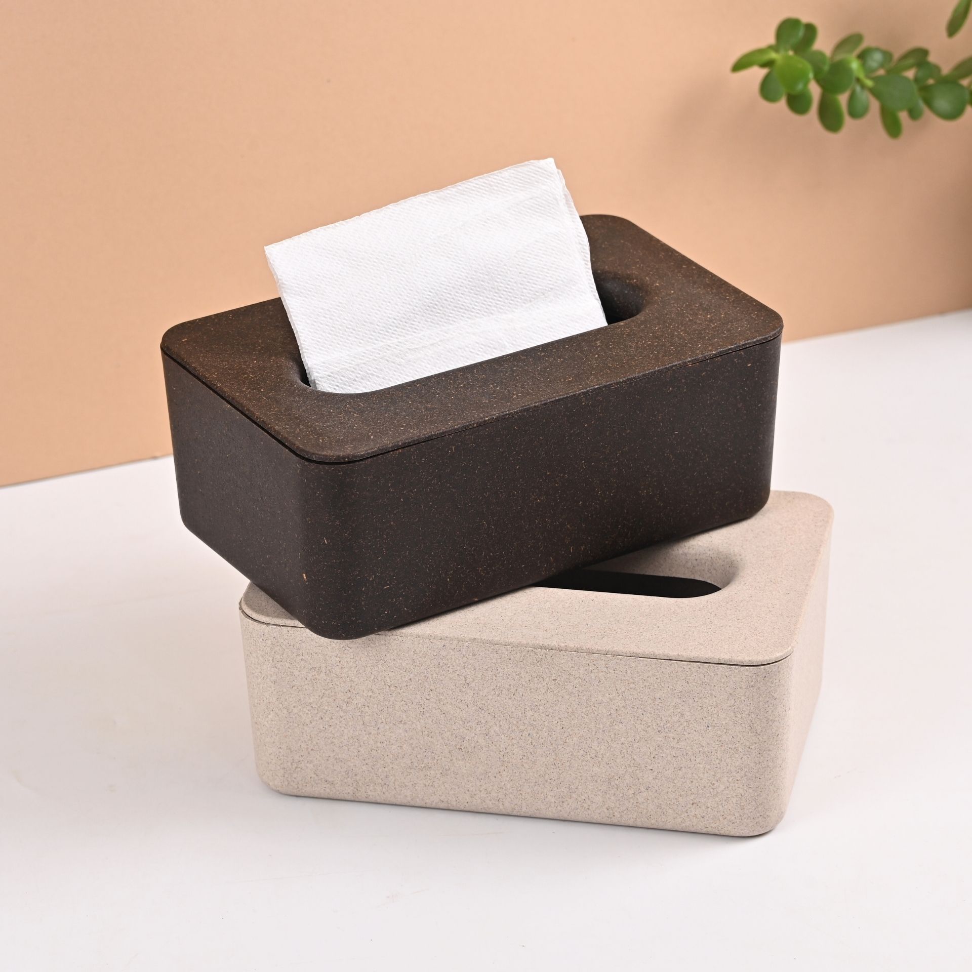 Tissue Box Earth Friendly Velveta Tissue Box holder ( with Tissue ) | Set of 2 | for Home & Hotels | Tissue Box holder Made with Rice Husk Biocomposite | Car & Dining table Tissue box - Image 4
