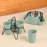 Earth Friendly Peel Bowl & 4 Statement Chai Cup with Stand (120ml) | Bowls and Cups for Gifting | Made with Rice Husk Biocomposite | Snack Bowls for Serving Dry Fruit Nuts, Candy - Image 2