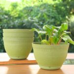 Earth-Friendly 8 inch Ripple Pots & Planters | Set of 4 | Bamboo Based Table Planter for Office | UV Protected | Plant Pots for Indoor & Home Decor,Balcony & Garden - Image 4