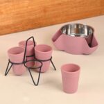 Earth Friendly Peel Bowl & 4 Statement Chai Cup with Stand (120ml) | Bowls and Cups for Gifting | Made with Rice Husk Biocomposite | Snack Bowls for Serving Dry Fruit Nuts, Candy - Image 6