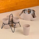 Earth Friendly Peel Bowl & 4 Statement Chai Cup with Stand (120ml) | Bowls and Cups for Gifting | Made with Rice Husk Biocomposite | Snack Bowls for Serving Dry Fruit Nuts, Candy - Image 5