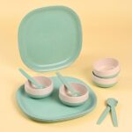 Earth Friendly 11 Inch Dinner Plate and Soup Bowl ( 250 ml ) with Spoon | Set of 4 | Dinner set for Gift | Made with Bamboo Fibers & Rice Husk | Microwave Safe Bowl | Serving Bowl Set - Image 3