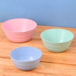 Earth Friendly Bloom Bowls Set for Serving | Set of 3 | 600, 800,1200 ml | Bowls Made with Rice Husk Biocomposite | Microwave Safe Bowl Set ( Reheat ) | Bowls for Snacks