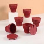 Earth Friendly Rafter Coffee Mug with Lid | Set of 6 | 175 ml | Tea Cup Set | Made with Rice Husk | Microwave Safe Mugs for Gifting - Image 3