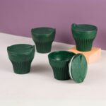 Earth Friendly Rafter Coffee Mug with Lid | Set of 4 | 175 ml | Tea Cup Set | Made with Rice Husk | Microwave Safe Mugs for Gifting