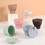 Earth Friendly Rafter Coffee Mug with Lid | Set of 6 | 175 ml | Tea Cup Set | Made with Rice Husk | Microwave Safe Mugs for Gifting