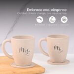 Earth Friendly Mr & Mrs Coffee Mugs For Couple | 300 ml | Wedding gift for Couples | Made with Rice Husk | Two Mugs, Coasters Set of 2, Keychain & One Loopac Box - Image 6