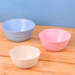 Earth Friendly Bloom Bowls Set for Serving | Set of 3 | 600, 800,1200 ml | Bowls Made with Rice Husk Biocomposite | Microwave Safe Bowl Set ( Reheat ) | Bowls for Snacks - Image 4