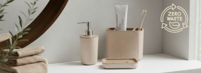 Zero waste, sustainable bathroom accessories, toothbrush stand, all in one bathroom set sustainable