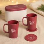 Earth Friendly Christmas Gifts For Family & Friends | Printed Mug and Coasters Set of 2 | Loopac Box | 350 ml | Mugs for Gifts | Made with Rice Husk