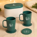 Earth Friendly Christmas Gifts For Family & Friends | Printed Mug and Coasters Set of 2 | Loopac Box | 350 ml | Mugs for Gifts | Made with Rice Husk