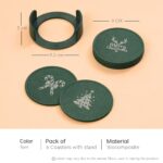Earth Friendly Dockie Stand & Printed Coasters Set of 6 | Christmas Gifting | Coasters for Dining Table for Hot Pots | Made with Rice Husk Biocomposite | Must-have Christmas picks - Image 2