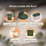 Earth Friendly Christmas Gifts For Family & Friends | Printed Mug and Coasters Set of 2 | Loopac Box | 350 ml | Mugs for Gifts | Made with Rice Husk - Image 2