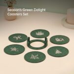Earth Friendly Dockie Stand & Printed Coasters Set of 6 | Christmas Gifting | Coasters for Dining Table for Hot Pots | Made with Rice Husk Biocomposite | Must-have Christmas picks - Image 7