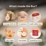 Earth Friendly Gifts For Family and Friends | Mandala Printed Mug and Coasters Set of 2 | Fairy Lights, Keychain, Loopac Box | 360 ml | Mugs for Gifts | Made with Rice Husk - Image 2