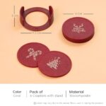 Earth Friendly Dockie Stand & Printed Coasters Set of 6 | Christmas Gifting | Coasters for Dining Table for Hot Pots | Made with Rice Husk Biocomposite | Must-have Christmas picks - Image 2