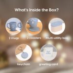 Earth Friendly Mr & Mrs Coffee Mugs For Couple | 300 ml | Two Mugs, Coasters Set of 2, Keychain & One Loopac Box | Wedding gift for Couples | Made with Rice Husk - Image 2