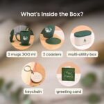 Earth Friendly Christmas Gifts For Family & Friends | Printed Mug and Coasters Set of 2 | Loopac Box | 300 ml | Mugs for Gifts | Made with Rice Husk - Image 2