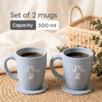 Earth Friendly Mr & Mrs Coffee Mugs For Couple | 300 ml | Two Mugs, Coasters Set of 2, Keychain & One Loopac Box | Wedding gift for Couples | Made with Rice Husk - Image 3
