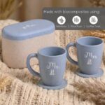 Earth Friendly Mr & Mrs Coffee Mugs For Couple | 300 ml | Two Mugs, Coasters Set of 2, Keychain & One Loopac Box | Wedding gift for Couples | Made with Rice Husk - Image 4