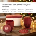 Earth Friendly Christmas Gifts For Family & Friends | Printed Mug and Coasters Set of 2 | Loopac Box | 300 ml | Mugs for Gifts | Made with Rice Husk - Image 4