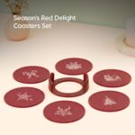Earth Friendly Dockie Stand & Printed Coasters Set of 6 | Christmas Gifting | Coasters for Dining Table for Hot Pots | Made with Rice Husk Biocomposite | Must-have Christmas picks - Image 7