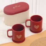 Earth Friendly Valentine Gifts for Couple | Gift for Girlfriend and Boyfriend | Love Gift  Set of 2 | 300 ml | Made with Rice Husk and Coffee Husk Biocompoiste