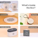 Earth Friendly Gifts | Mandala Printed Mug and Coasters Set of 2 | 300 ml | Keychain, Loopac Box, Gift Card | For Family and Friends | Mugs for Gifts | Made with Rice Husk - Image 2