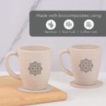 Earth Friendly Gifts | Mandala Printed Mug and Coasters Set of 2 | 300 ml | Keychain, Loopac Box, Gift Card | For Family and Friends | Mugs for Gifts | Made with Rice Husk - Image 3